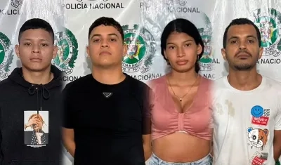 Los cuatro presuntos extorsionistas.