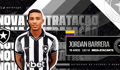 El anuncio oficial del Botafogo de la contratación de Jordan Barrera. 