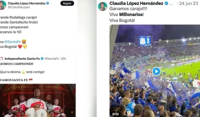 Los trinos con dos años de diferencia de Claudia López tras los títulos de Santa Fe y Millonarios. 