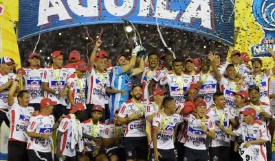 Celebración del segundo título de Copa Colombia obtenido por Junior en 2017. 