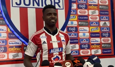 Marco Pérez el día de su presentación como jugador de Junior, en diciembre de 2023.
