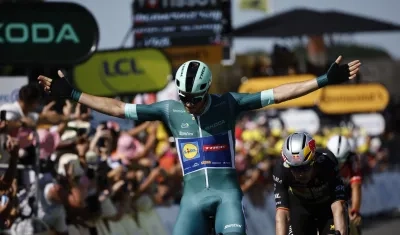 El italiano Jonathan Milan, ganador de la octava etapa del Tour de Francia. 