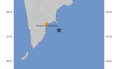 Punto origen del terremoto de magnitud 8,7 en Rusia.