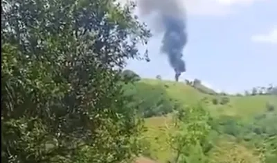 Helicóptero fue derribado con un dron.