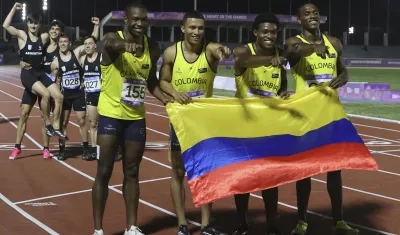 Carlos Flórez, Enoc Marún, Oscar Baltán y Ronal Longa conforman el equipo colombiano de relevos.