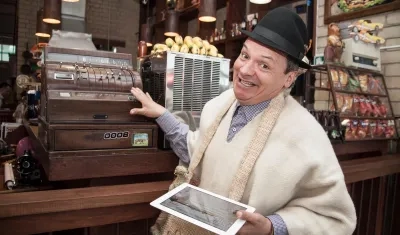 Imagen del humorista Don Jediondo, en una de sus restaurantes.