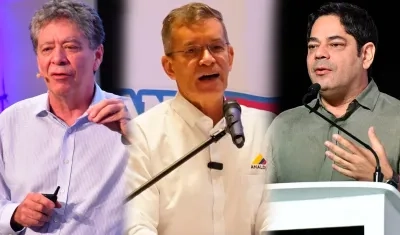 Bruce Mac Master, presidente de la Andi; Javier Díaz Molina, presidente ejecutivo de Analdex Colombia; Guillermo Herrera, presidente ejecutivo de Camacol. 