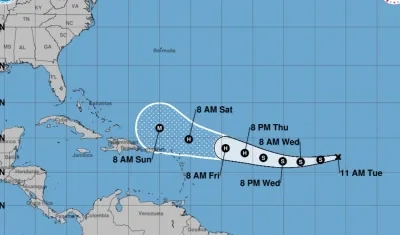 Trayectoria e intensidad que tendrá la tormenta en el Océano Atlántico. 