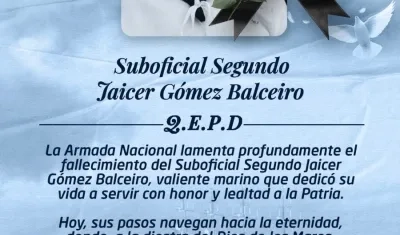 Suboficial de la Armada Jaicer Gómez Balceiro.