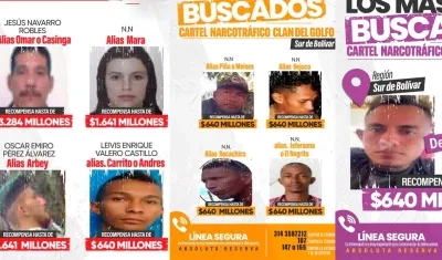 Los más buscados en el sur de Bolívar. 