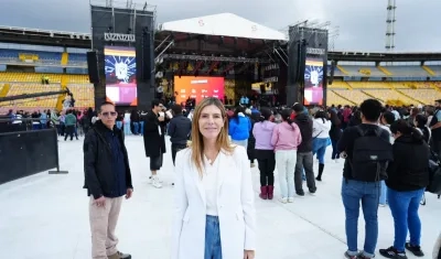 María Carolina Hoyos en el Festival de la Solidaridad en el estadio El Campín. 