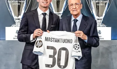 Franco Mastantuono y Florentino Pérez.