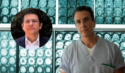 Miguel Uribe Turbay y el neurocirujano Fernando Hakim.