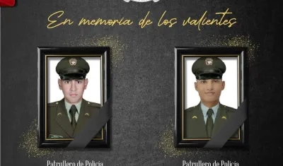 Patrulleros víctimas del atentado.