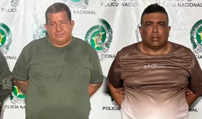 Los capturados Rodrigo Javier Pantoja Linero y Milton César Jiménez Contreras.