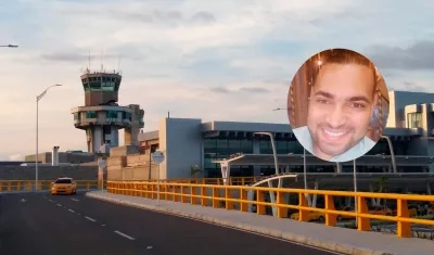 Fachada del aeropuerto y el abogado Jonathan Salinas Narváez.