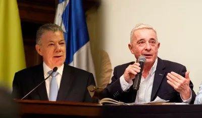 Juan Manuel Santos y Álvaro Uribe Vélez.