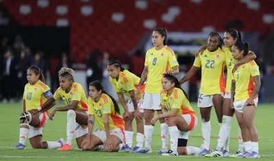 Jugadoras de la selección Colombia en los penales antes Brasil. 
