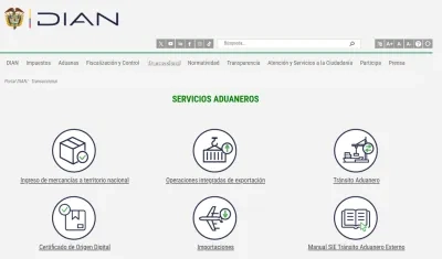 Pagina web de la Dian. 