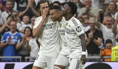 Kylian Mbappé celebrando su gol.