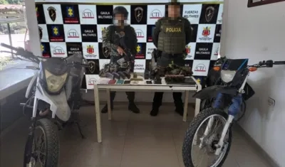 Material de guerra incautado por las autoridades en Zona Bananera. 