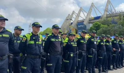 Uniformados de la Policía de Barranquilla. 