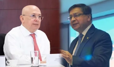 Eduardo Montealegre, ministro de Justicia, y Jorge Enrique Ibáñez, presidente Corte Constitucional.