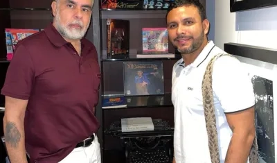 El ministro del Interior, Armando Benedetti, y el candidato a la rectoría de la UA, Wilson Quimbayo.