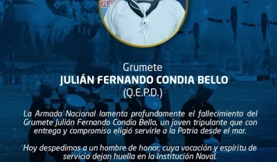 Grumete Julián Fernando Condia Bello