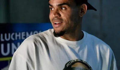 Luis Díaz en su llegada a Barranquilla.