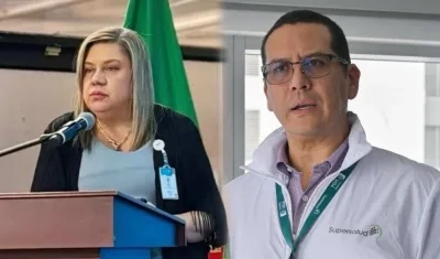 La agente interventora de la Nueva EPS, Gloria Polanía, y el superintendente de Salud, Giovanny Rubiano.