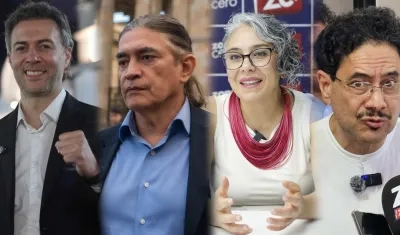 Los precandidatos Daniel Quintero, Gustavo Bolívar, María José Pizarro e Iván Cepeda.