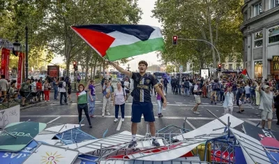 Protesta Pro Palestina en la Vuelta a España