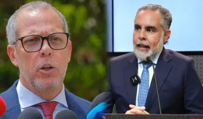 El precandidato Alfredo Saade y el ministro del Interior, Armando Benedetti. 