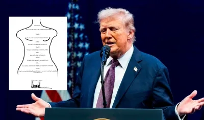 Presidente Donald Trump y el dibujo dedicado a Jeffrey Epstein.