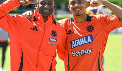 Jhon Rentería y Jordan Barrera, integrantes de la Selección Colombia sub-20.