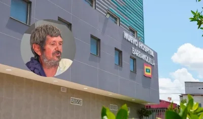 Américo Antonio López (círculo) en el Nuevo Hospital Barranquilla.