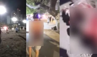 Disputa entre hinchas de Atlético Nacional en El Rodadero.