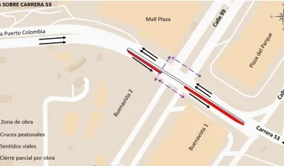 Mapa con el cierre vial. 
