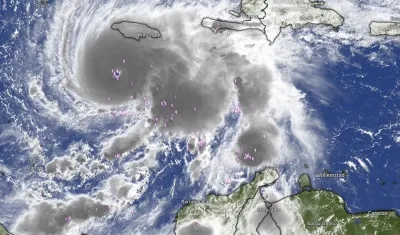 Huracán Melissa este lunes en el Mar Caribe. 