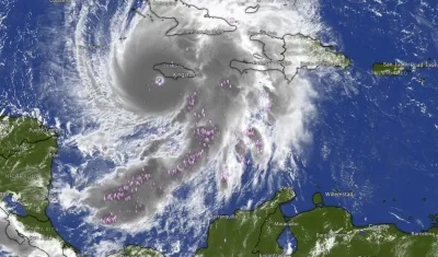 El huracán Melissa en la mañana de este martes en el Mar Caribe. 