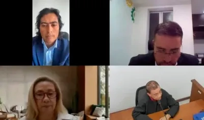 Nicolás Petro y la Fiscal Lucy Laborde, durante una audiencia.