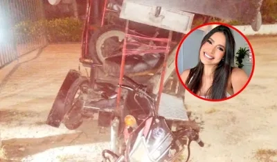 El motocarro y María Fernanda Fontalvo Manga, una de las heridas.