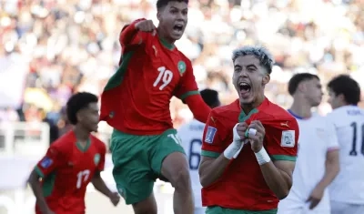 Yassir Zabiri, de Marruecos, celebra un gol en un partido de cuartos de final de la Copa Mundial Sub-20.