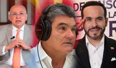 El Ministro de Justicia, Eduardo Montealegre; el Procurador General de la Nación, Gregorio Eljach y el precandidato presidencial Abelardo De La Espriella.