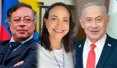 Gustavo Petro, María Corina Machado y Benjamín Netanyahu.