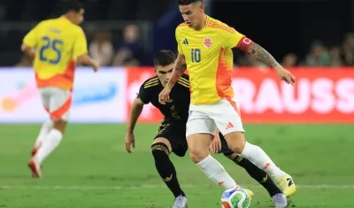James Rodríguez durante el juego ante México. 