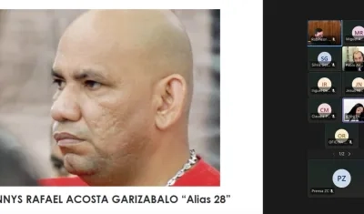 Fotografía de Jhonny Rafael Acosta Garizabalo, alias ‘28’, mostrado por la defensa de Gette en la audiencia. 