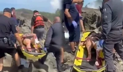 Momentos del rescate de uno de los heridos.