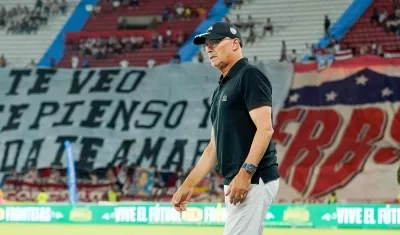 Alfredo Arias, técnico del Junior, durante el partido contra Pereira. 